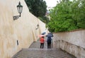 The castle steps in the city of Prague. Prague Castle images. Beautiful place in Prague. Royalty Free Stock Photo