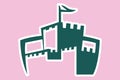 Castle Sticker logo design concept vector. Royalty Free Stock Photo