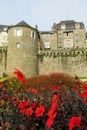 Castle stone wall and tower in France Royalty Free Stock Photo