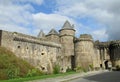 Castle stone wall and tower in France Royalty Free Stock Photo