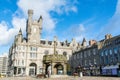 Castle street in Aberdeen, Scotland, with the Salvation Army Citadel and Mercat Cross Royalty Free Stock Photo