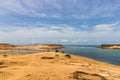 Castle of Sumhuram, Salalah, Dhofar, Sultanate of Oman. Panoramic view of the archaeological site and ocean
