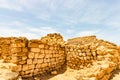 Castle of Sumhuram in Salalah, Sultanate of Oman. Stone walls in the archaeological site near Salalah in the Dhofar region of