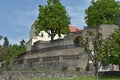 Castle Svojanov, Czech Republic. Castle garden with stone walls. Royalty Free Stock Photo