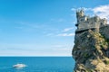 Castle Swallow`s Nest on rock top in Crimea