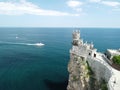 Castle Swallow's Nest on the rock over the Black Sea close-up, Crimea. It is a tourist attraction of Crimea. Amazing Royalty Free Stock Photo
