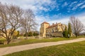 Castle of Tata city in Hungary. Amazing water fort next to Old lake. Built in 13th century Royalty Free Stock Photo