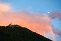 Castle Teck on a Hill with orange clouds Royalty Free Stock Photo