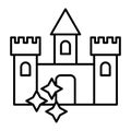 Castle thin line icon. Medieval castle with stars vector illustration isolated on white. Architecture outline style