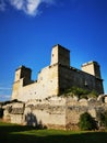 A castle on top of a stone building Royalty Free Stock Photo