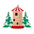 Castle tower building park childish icon Royalty Free Stock Photo