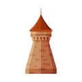 Castle Tower, Element of Medieval Stone Fortress Vector Illustration