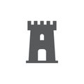 Castle tower icon in flat style. Medieval citadel vector illustration on isolated background. Stronghold building sign business