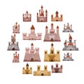 Castle tower icons set, cartoon style Royalty Free Stock Photo