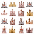 Castle tower icons set, cartoon style Royalty Free Stock Photo