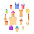 Castle tower icons set color, cartoon style Royalty Free Stock Photo