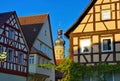 Castle tower in the town Weikersheim Royalty Free Stock Photo