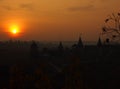 Castle towers in the evening sunset