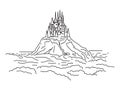 The castle towers over the plain. Vector.