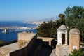 Castle towers and port view, Malaga.