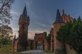 Castle in town Hradec nad Moravici in autumn color evening