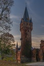 Castle in town Hradec nad Moravici in autumn color evening