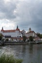 Castle in town Neuburg on River Danube in Bavaria