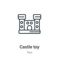 Castle toy outline vector icon. Thin line black castle toy icon, flat vector simple element illustration from editable toys Royalty Free Stock Photo