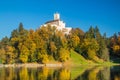 Castle of Trakoscan on the hill in autumn, Zagorje, Croatia Royalty Free Stock Photo