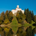 Castle of Trakoscan on the hill in autumn, Zagorje, Croatia Royalty Free Stock Photo
