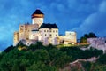 Castle in Trencin at night, Slovakia Royalty Free Stock Photo