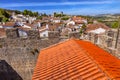 Castle Turrets Towers Walls Orange Roofs Obidos Portugal Royalty Free Stock Photo