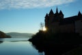 Castle of Val with a sunset which reveal the shape of the castle, France tourism Royalty Free Stock Photo