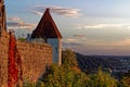 Medieval castle with view by autumnal colors