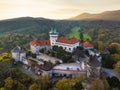 Castle in village Smolenice at sunset Royalty Free Stock Photo
