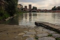 The castle was built between 1354 and 1356 by Cangrande II della Scala to have a fortified control center over the Adige at the no Royalty Free Stock Photo