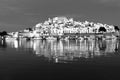 A black and white night shot of Peniscola Castle at Night - Spanish: Castillo de PeÃÂ±ÃÂ­scola; is a castle in Peniscola,