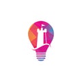 Castle Wave bulb shape concept Logo Vector Icon Royalty Free Stock Photo