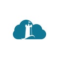Castle Wave cloud shape concept Logo Vector Icon Royalty Free Stock Photo