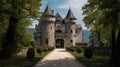 A castle in the woods. AI Generated Royalty Free Stock Photo