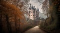 A castle in the woods. AI Generated Royalty Free Stock Photo