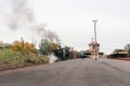 CASTLEMAINE, AUSTRALIA - June 9, 2019: The K 153 steam engine pulling the Maldon to Castlemaine tourist railway carriages departs