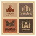 Castles, fortress, bastion label design