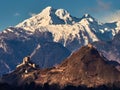 Castles of Sion on the hills in Valais in Switzerland in Alps