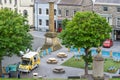 Castletown, Isle of Man, June 15, 2019. Looking from Castle Rushen, into Castletown`s Market Square with Ice cream van