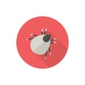 Castor bean tick icon. Flat design, red background