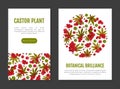 Castor Plant Banner Design with Leaves and Inflorescence Vector Template