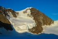 Castor traverse knife edge snow ridge glacier walk and climb in the Alps Royalty Free Stock Photo