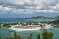 Castries, Saint Lucia - November 11, 2015: large cruise ship or liner Carnival Liberty. tourist boat in bay or harbor