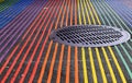 Castro District Rainbow Colored Crosswalk Intersection, San Francisco, California Royalty Free Stock Photo